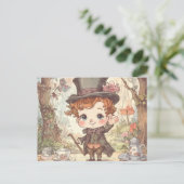 Niedlich Mad Hatter Whimsical Wonderland Art Postkarte (Stehend Vorderseite)