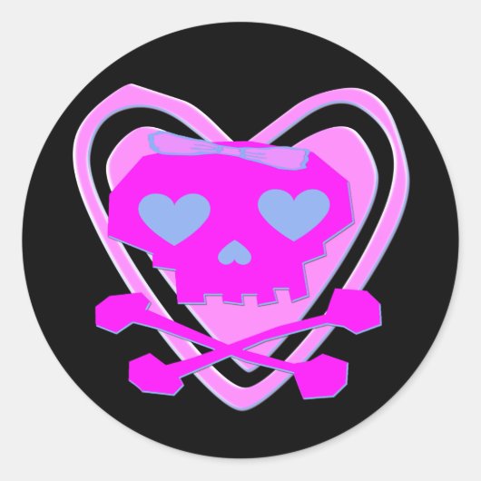 NIEDLICH- & MÄDCHENEMO-SKULL & CROSSBONES RUNDER AUFKLEBER (Vorderseite)