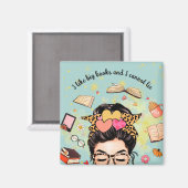 Niedlich mag ich große Bücher Magnet (Vorderseite/Rückseite)