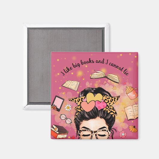 Niedlich mag ich große Bücher Magnet (Vorderseite/Rückseite)
