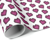 Niedlich Magenta Dark Pink Gemstone Herzmuster Geschenkpapier (Rolleneckpunkt)