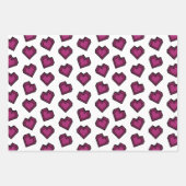 Niedlich Magenta Dark Pink Gemstone Herzmuster Geschenkpapier Set (Vorderseite 3)