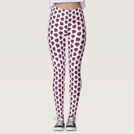 Niedlich Magenta Dark Pink Gemstone Herzmuster Leggings