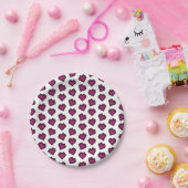 Niedlich Magenta Dark Pink Gemstone Herzmuster Pappteller (Party)