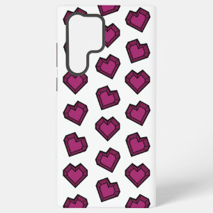 Niedlich Magenta Dark Pink Gemstone Herzmuster Samsung Galaxy Hülle
