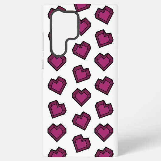 Niedlich Magenta Dark Pink Gemstone Herzmuster Samsung Galaxy Hülle (Rückseite)