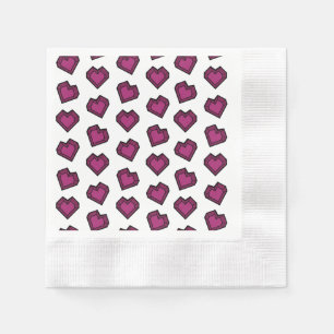 Niedlich Magenta Dark Pink Gemstone Herzmuster Serviette