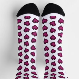 Niedlich Magenta Dark Pink Gemstone Herzmuster Socken