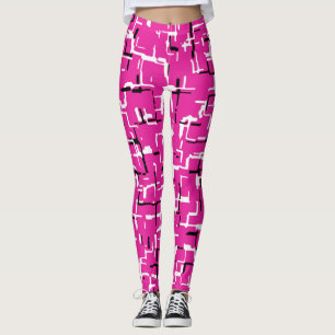 NIEDLICH Magenta Lila Pink Schwarz-weiß Chic Muste Leggings