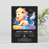 Niedlich Magic Lion Birthday Einladung (Stehend Vorderseite)