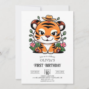 Niedlich Magic Tiger 1. Geburtstag digital Einladung