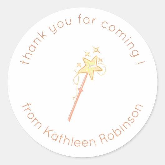 Niedlich Magic Wand Danke Runder Aufkleber (Vorderseite)