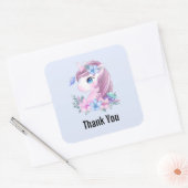 Niedlich & Magical Baby Unicorn Wasserfarbe Vielen Quadratischer Aufkleber (Umschlag)