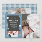 Niedlich Magical Dog Baby Foto Birth Ankündigung (Vorne/Hinten)