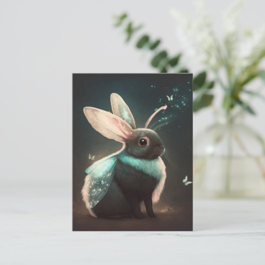 Niedlich Magical Fairy Bunny Rabbit Postkarte (Stehend Vorderseite)