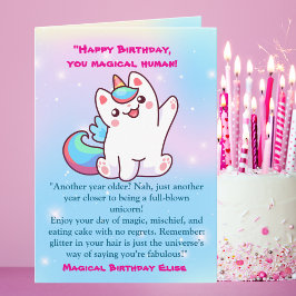 Niedlich Magical Funny Cat Unicorn Geburtstag Gruß Karte