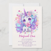 Niedlich Magical One Modern Unicorn Einladung (Vorderseite)