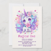 Niedlich Magical One Modern Unicorn Einladung (Vorderseite)