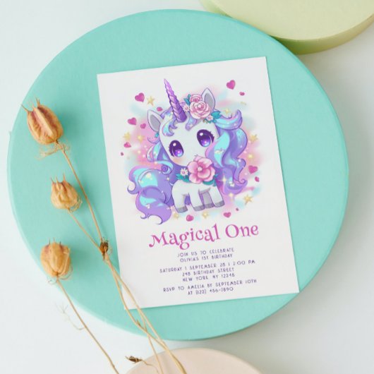 Niedlich Magical One Modern Unicorn Einladung