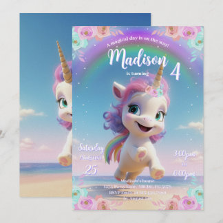 Niedlich Magical Unicorn Einladung zum Geburtstag