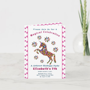 Niedlich Magical Unicorn Glitzer Birthay Party Cus Einladung
