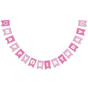 Niedlich Magical Unicorn Hot Pink Girl Happy Birth Wimpelkette