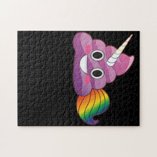 Niedlich Magical Unicorn Kackte Emoji mit Rainbow- Puzzle (Horizontal)