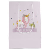 Niedlich Magical Unicorn Lila Lilac Kindergeburtst Mittlere Geschenktüte (Rückseite)