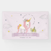 Niedlich Magical Unicorn Lilac Lila Kindergeburtst Banner (Horizontal)