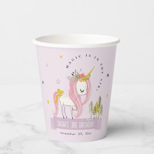 Niedlich Magical Unicorn Lilac Lila Kindergeburtst Pappbecher (Vorderseite)