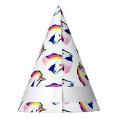 Niedlich Magical Unicorn Muster Mädchenname Geburt Partyhütchen (Rückseite)