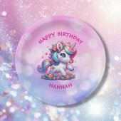 Niedlich Magical Unicorn Personalisiertes Mädchen  Pappteller