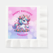 Niedlich Magical Unicorn Personalisiertes Mädchen  Serviette (Vorderseite)