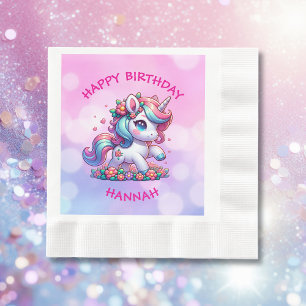 Niedlich Magical Unicorn Personalisiertes Mädchen Serviette