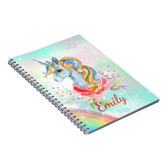 Niedlich Magical Unicorn Personalisiertes Notebook Notizblock (Rechte Seite)