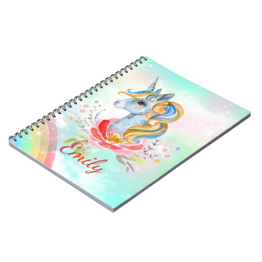 Niedlich Magical Unicorn Personalisiertes Notebook Notizblock (Linke Seite)