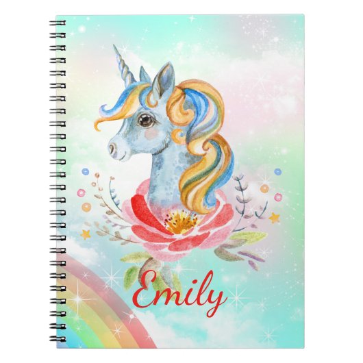 Niedlich Magical Unicorn Personalisiertes Notebook Notizblock (Vorderseite)