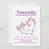 Niedlich Magical Unicorn Polka DOT Brauch Geburtst Einladung (Vorderseite)