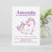 Niedlich Magical Unicorn Polka DOT Brauch Geburtst Einladung (Stehend Vorderseite)