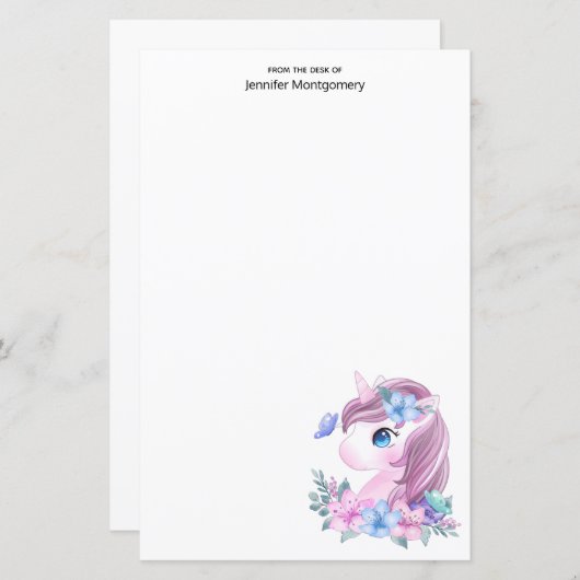 Niedlich & magisch Baby Unicorn in Wasserfarbe (Vorne/Hinten)