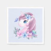 Niedlich & magisch Baby Unicorn in Wasserfarbe Serviette (Vorderseite)