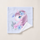 Niedlich & magisch Baby Unicorn mit Big Eyes Badhandtuch Set (Waschlappen)