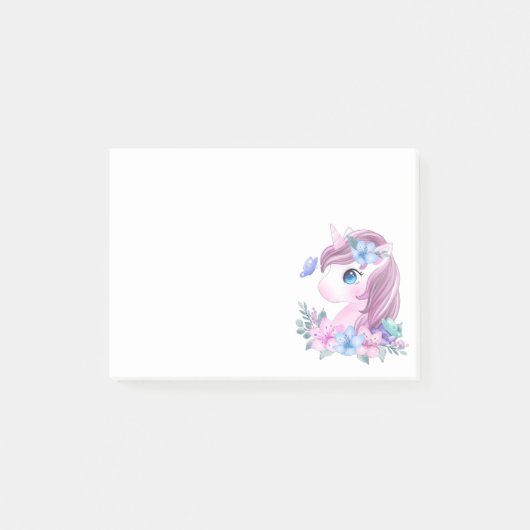 Niedlich & magisch Baby Unicorn mit Big Eyes Post-it Klebezettel (Vorderseite)