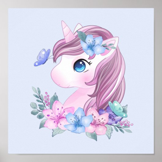 Niedlich & magisch Baby Unicorn mit Big Eyes Poster (Vorne)