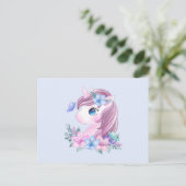 Niedlich & magisch Baby Unicorn mit Big Eyes Postkarte (Stehend Vorderseite)