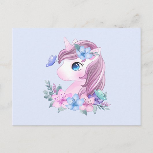 Niedlich & magisch Baby Unicorn mit Big Eyes Postkarte (Vorderseite)