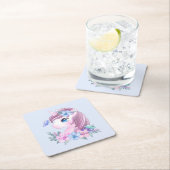 Niedlich & magisch Baby Unicorn mit Big Eyes Rechteckiger Pappuntersetzer (Vor Ort)