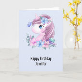 Niedlich & magisch Baby Unicorn Wasserfarbe Geburt Karte (Gelbe Blume)