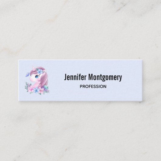 Niedlich & magisch Baby Unicorn Wasserfarbe Mini Visitenkarte (Vorderseite)