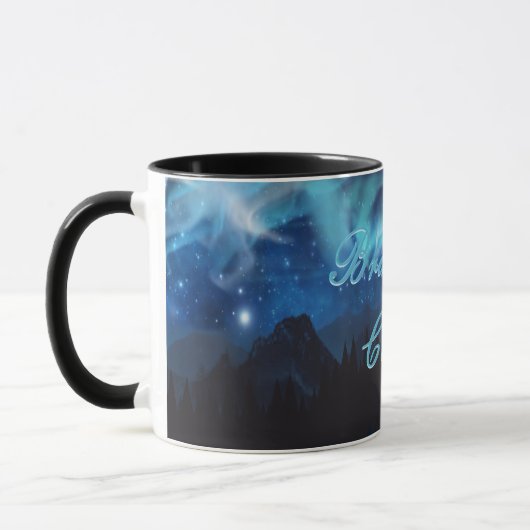 Niedlich, magisch, dunkel, Aurora Borealis, Person Tasse (Links)